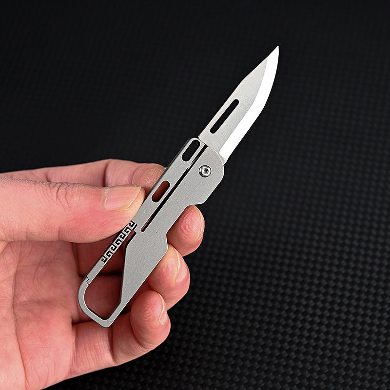 Multifunctional Titanium Alloy Keychain Mini Knife High Hardness D2 Steel Folding