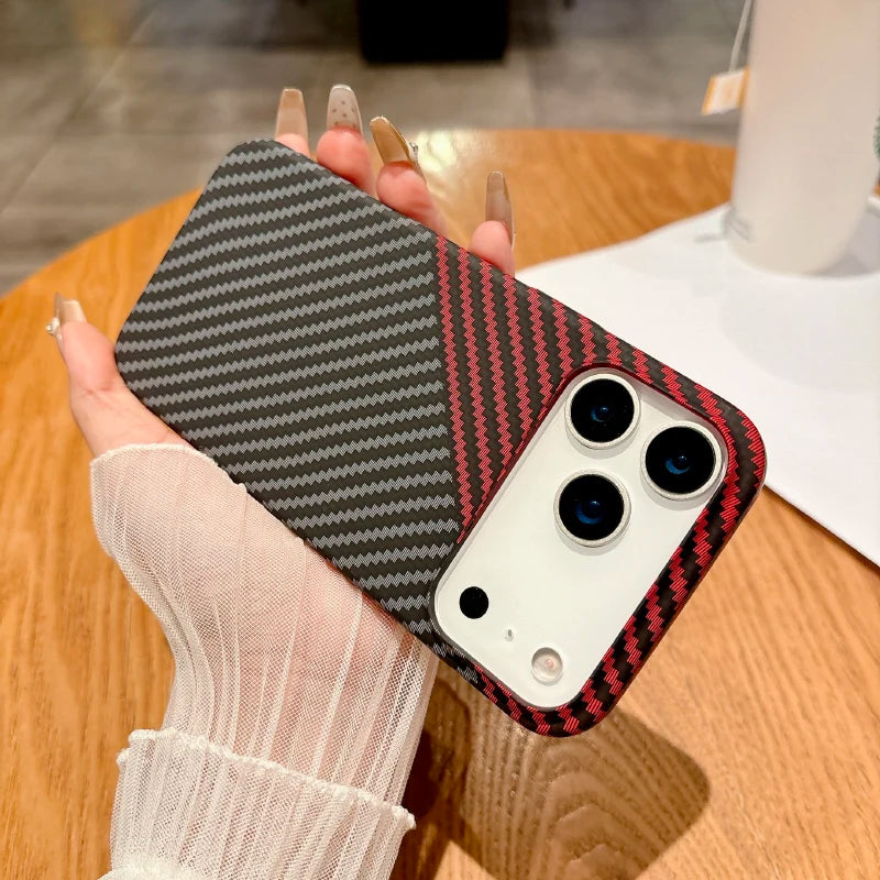 For Magsafe Magnetic Wireless Charging Luxury Solid Color Carbon Fiber Phone Case For iPhone 17 Pro Max Air Bumper Back Cover