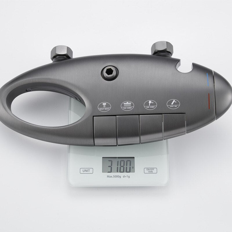 UFO style gunmetal shower mixer matte gray bath tap rainfall shower mixer set metal shower tap bath hot and cold shower mixer