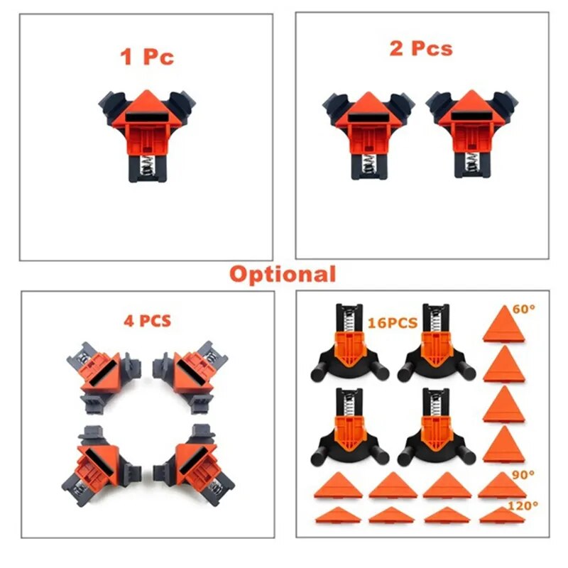 1/4pcs 90 Degree Right Angle Clamp Fixing Clips Picture Frame Corner Clamp Woodworking Hand Tool Pipe Clamp Positioning Fixture