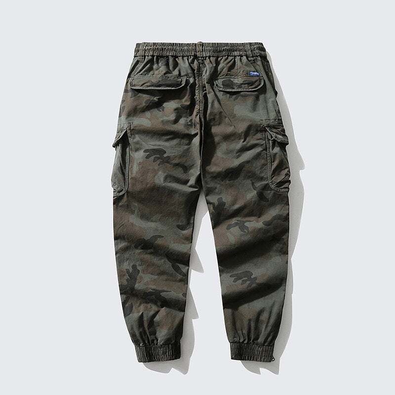 Summer Camping Hiking Men's Multi-Pocket Overalls Sports Trousers Mens Casual Fitness Drawstring Pants Men's Jogger Track Pants