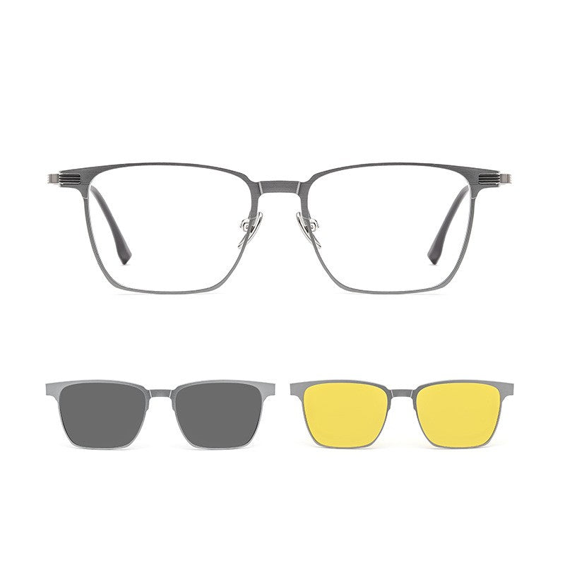 Magnetic Aluminum Magnesium Set Mirror Three Uses Pure Titanium Near-vision Frame Polarizing Sunglasses