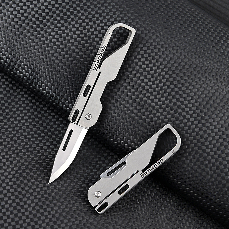 Multifunctional Titanium Alloy Keychain Mini Knife High Hardness D2 Steel Folding
