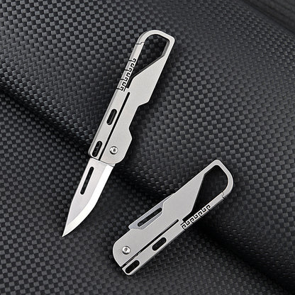 Multifunctional Titanium Alloy Keychain Mini Knife High Hardness D2 Steel Folding