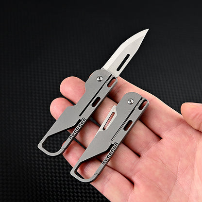 Multifunctional Titanium Alloy Keychain Mini Knife High Hardness D2 Steel Folding