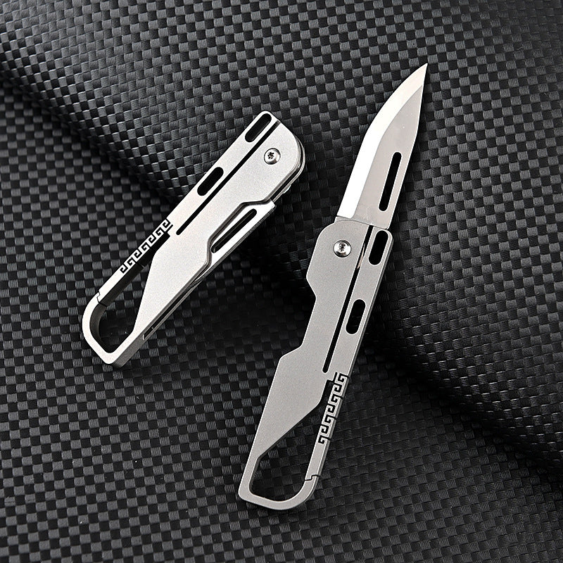 Multifunctional Titanium Alloy Keychain Mini Knife High Hardness D2 Steel Folding