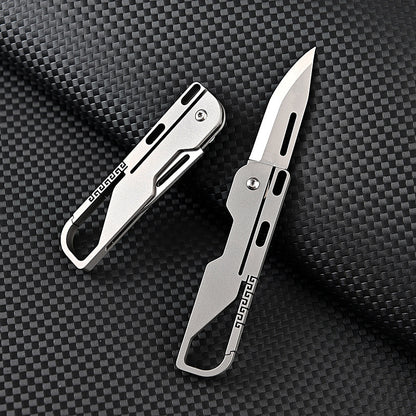 Multifunctional Titanium Alloy Keychain Mini Knife High Hardness D2 Steel Folding