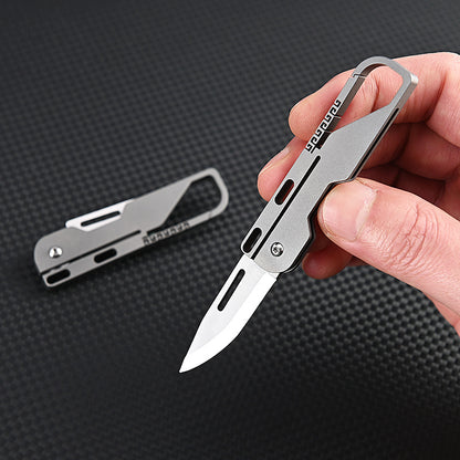 Multifunctional Titanium Alloy Keychain Mini Knife High Hardness D2 Steel Folding