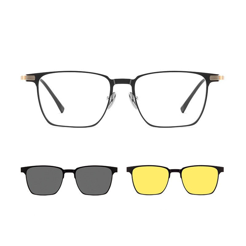 Magnetic Aluminum Magnesium Set Mirror Three Uses Pure Titanium Near-vision Frame Polarizing Sunglasses