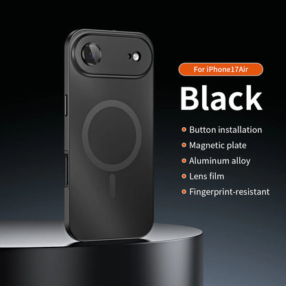Fashion Aluminum Metal Magnetic Case For iPhone16 17 Pro Max 15Pro 14 13 12 Magsafe Wireless Charging Glass Lens Backboard Cover