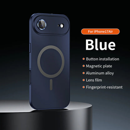 Fashion Aluminum Metal Magnetic Case For iPhone16 17 Pro Max 15Pro 14 13 12 Magsafe Wireless Charging Glass Lens Backboard Cover
