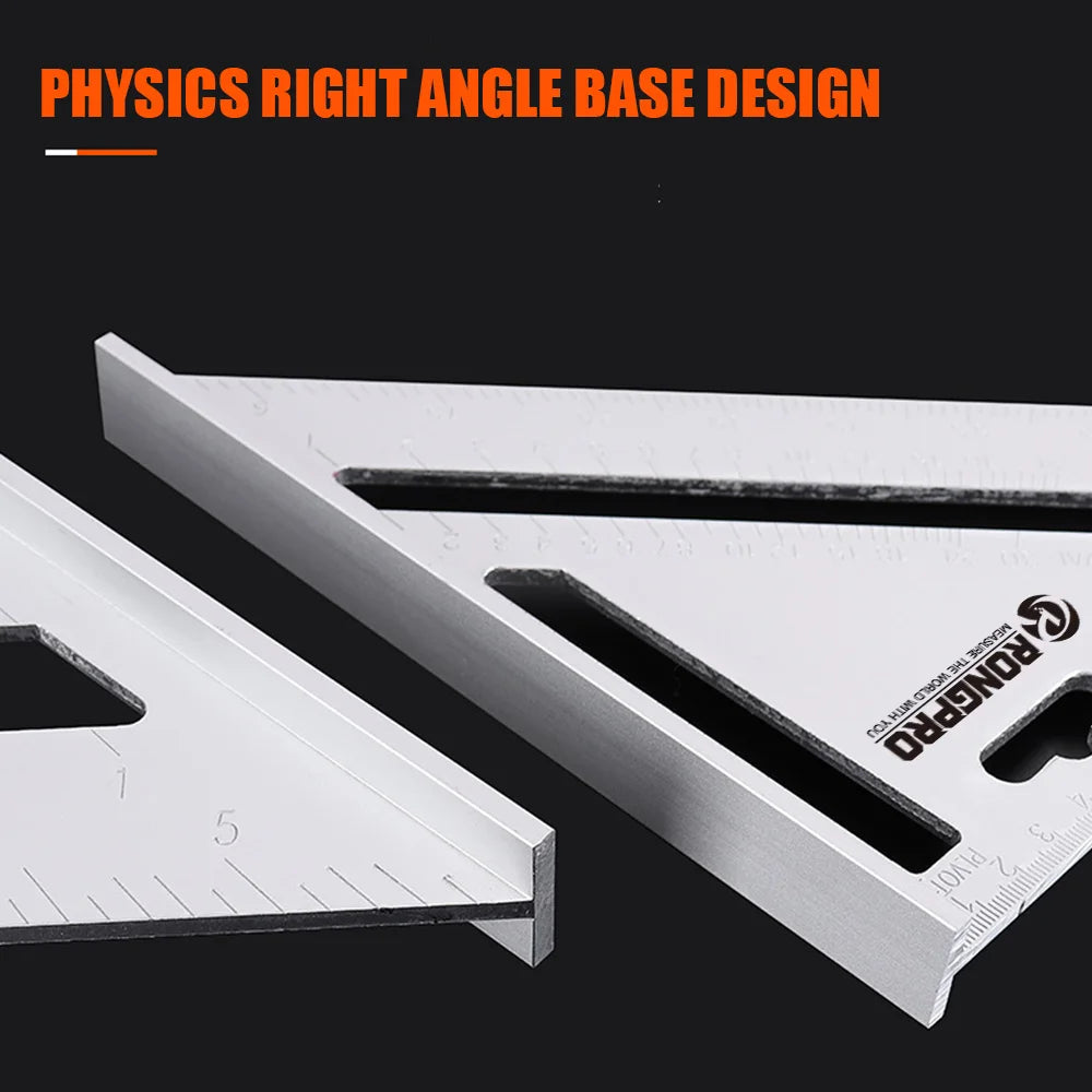 RONGPRO TriangleRuler 7inch Aluminum Alloy Angle Protractor Speed Metric Square Measuring Ruler For Building Framing ToolsGauges