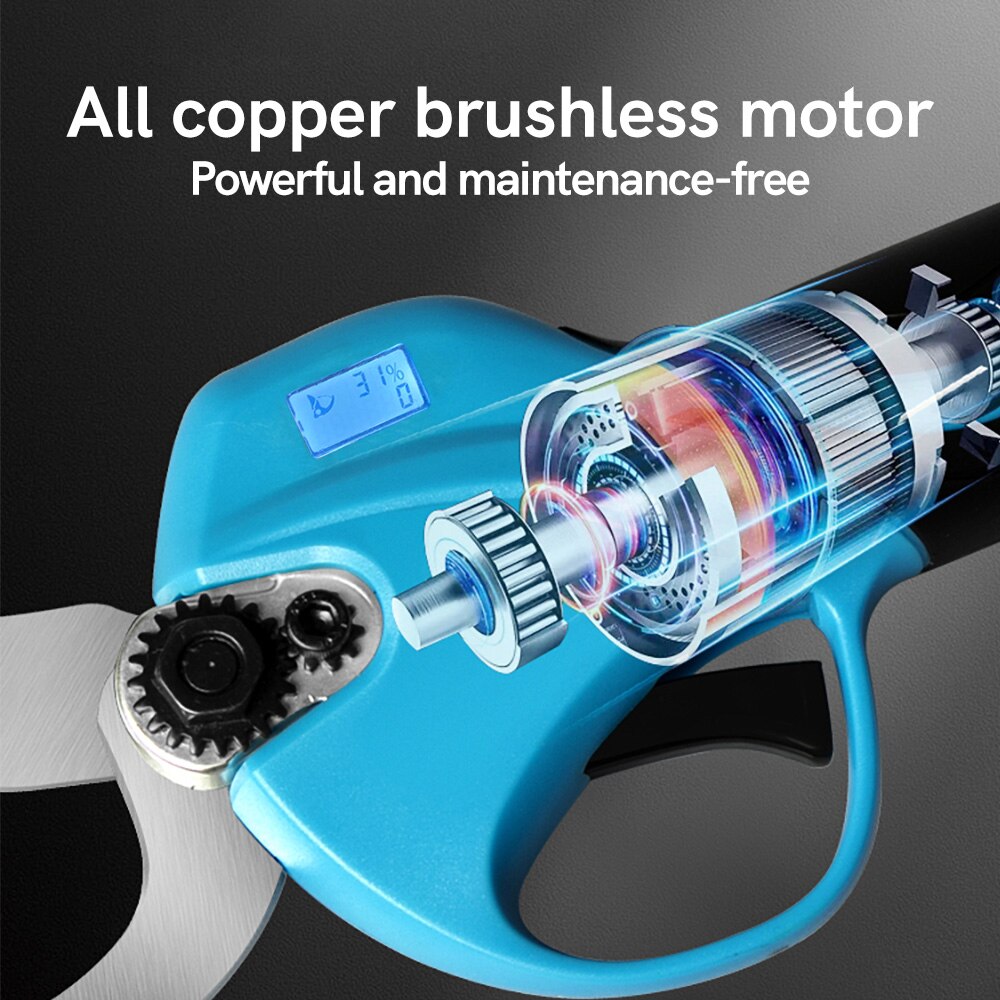 21V Cordless Pruner Brushless Motor Electric Pruning Shear 32mm Efficient Fruit Tree Bonsai Pruning Branches Cutter Tool