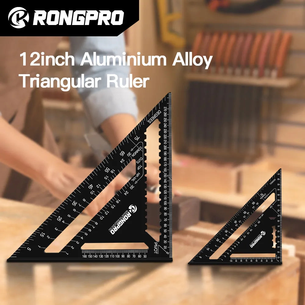 RONGPRO TriangleRuler 7inch Aluminum Alloy Angle Protractor Speed Metric Square Measuring Ruler For Building Framing ToolsGauges