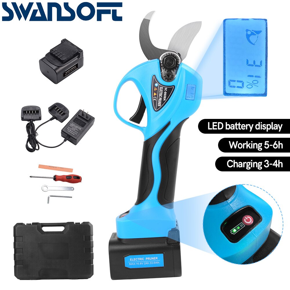 21V Cordless Pruner Brushless Motor Electric Pruning Shear 32mm Efficient Fruit Tree Bonsai Pruning Branches Cutter Tool