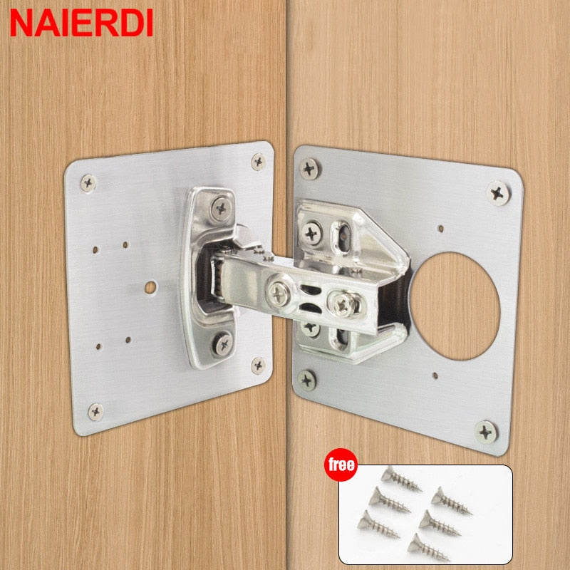 NAIERDI 1/2/4/8PCS Hinge Repair Plate Resistant Stainless Steel Furniture Mounted Plate Cabinet Door Hinges Repair Mount Tool