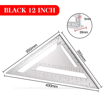 RONGPRO TriangleRuler 7inch Aluminum Alloy Angle Protractor Speed Metric Square Measuring Ruler For Building Framing ToolsGauges