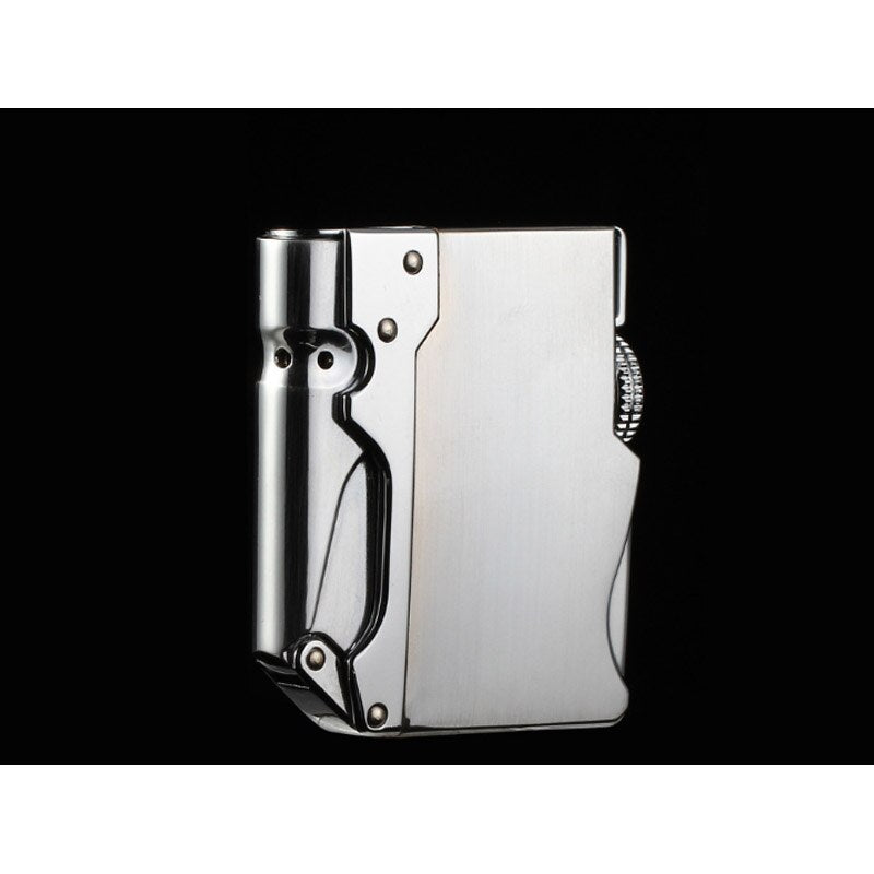 2022 Mechanical Design Metal Flashlight Mirror Lighter Flameless Straight Windproof Cigarette Lighter Inflatable Butane Lighter