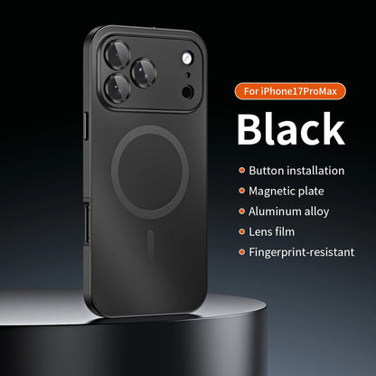 Fashion Aluminum Metal Magnetic Case For iPhone16 17 Pro Max 15Pro 14 13 12 Magsafe Wireless Charging Glass Lens Backboard Cover
