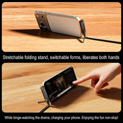 240/65w Fast Charging Foldable Bracket Data Cable 2-in-1 Data Wire Foldable Phone Tablet Stand Type-C to Type-C /USB-A to Type-C