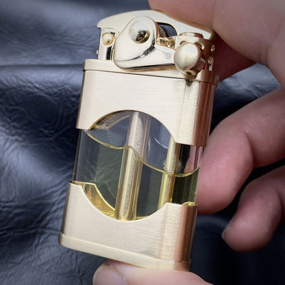 Zorro Rocker Kerosene Lighter Transparent Fuel Tank Metal Retro Grinding Wheel Lighter Visual Fuel Tank Lighter Men's Gift