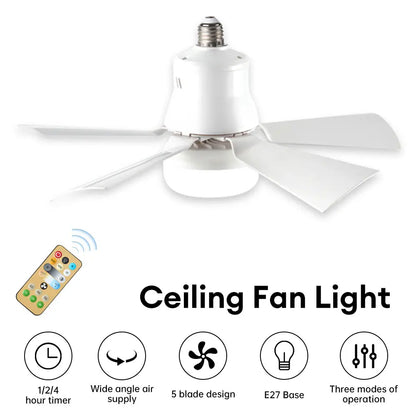 E27 Remote Control Large Size Fan Lamp with LED Lights Dimmable Mount Light Ceiling Fans for Bedroom Living Room Decoration