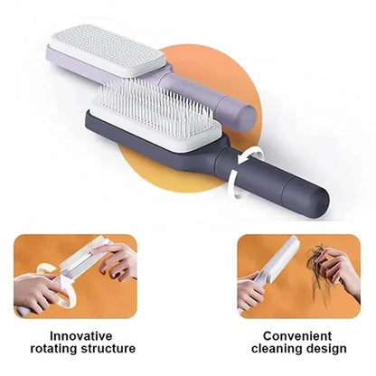 Self-cleaning hairbrush