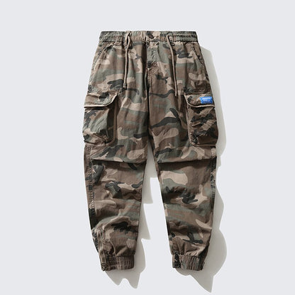 Summer Camping Hiking Men's Multi-Pocket Overalls Sports Trousers Mens Casual Fitness Drawstring Pants Men's Jogger Track Pants