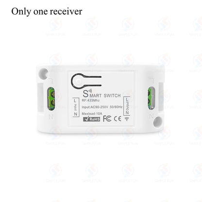 Wireless RF433MHz Remote Control Switch AC 110V 220V 10A Relay Receiver and Round Button Transmitter for Light Lamp Fan ON/OFF