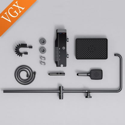 VGX Digital Shower System Intelligent Bathroom Temperature Display Shower Faucet Set Rainlfall Bathroom Mixer Bidet Shower Set