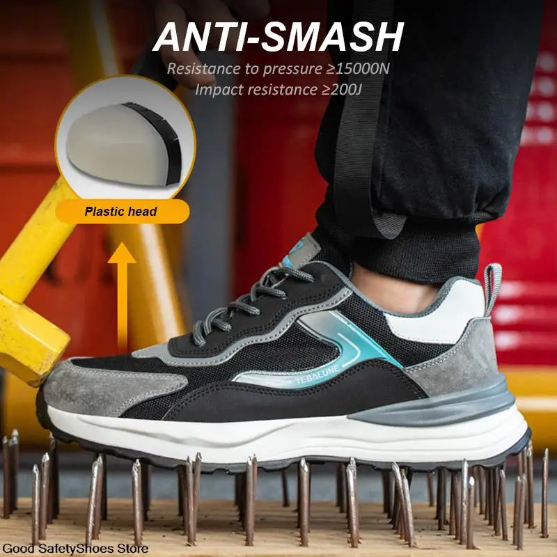 Men Women Safety Shoes With Composite Toe Breathable Work Sneakers Anti-Smash Lightweight Work Shoes Men 6KV Insulation Shoes