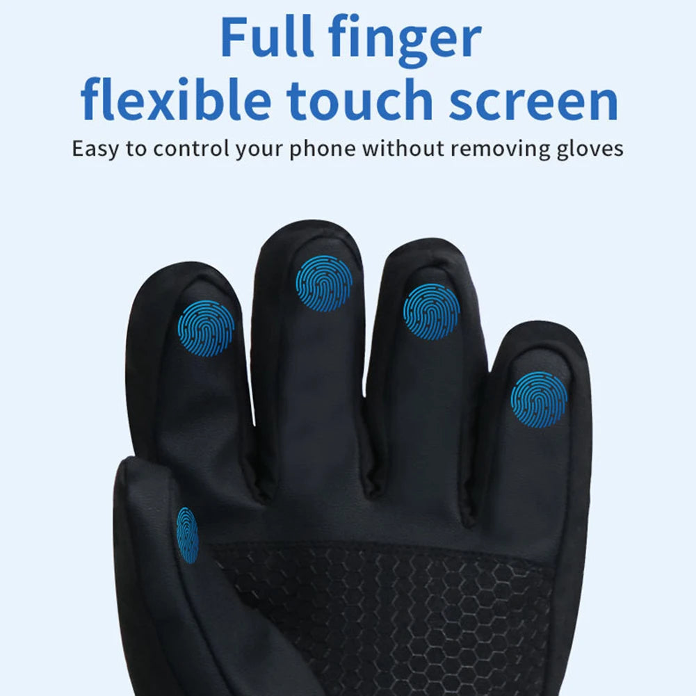 DC Rechargeable Heating Thermal Gloves 3 Heat Levels Heated Gloves Windproof Heated Gloves Waterproof Touch Screen for Women Men