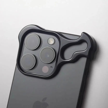 Luxury Irregular Aluminum Alloy Bumper Phone Case IPhone 13 14 15 Pro Max with Lens Film Protection Bare Metal Shockproof Cover