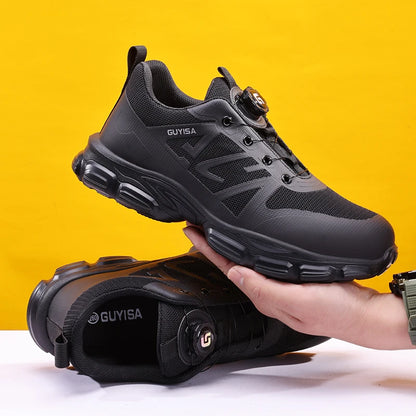 Men's steel toe work shoes smart buckle convenient fashion lightweight anti-smash anti-puncture safety protection shoes