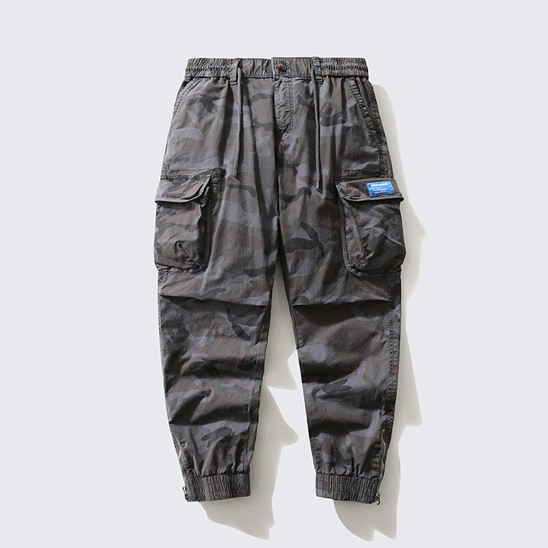 Summer Camping Hiking Men's Multi-Pocket Overalls Sports Trousers Mens Casual Fitness Drawstring Pants Men's Jogger Track Pants