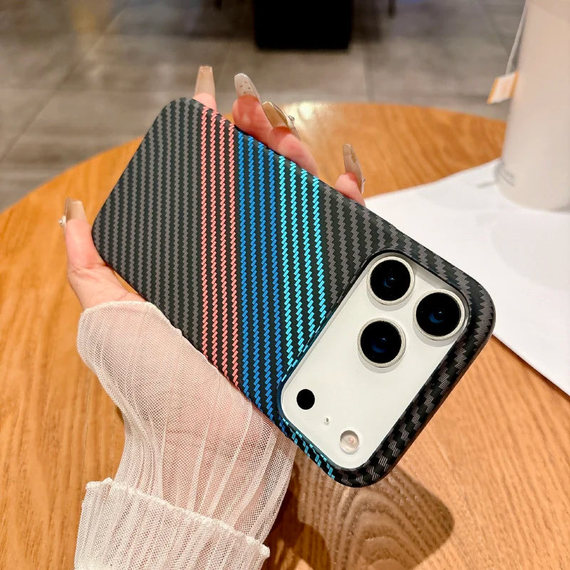 For Magsafe Magnetic Wireless Charging Luxury Solid Color Carbon Fiber Phone Case For iPhone 17 Pro Max Air Bumper Back Cover