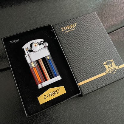 Zorro Rocker Kerosene Lighter Transparent Fuel Tank Metal Retro Grinding Wheel Lighter Visual Fuel Tank Lighter Men's Gift