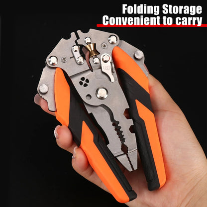 High-carbon Steel Wire Stripping Pliers Foldable 12 in 1 Wire Stripping Tool Non-Slip Comfortable Electrician Crimpe Pliers