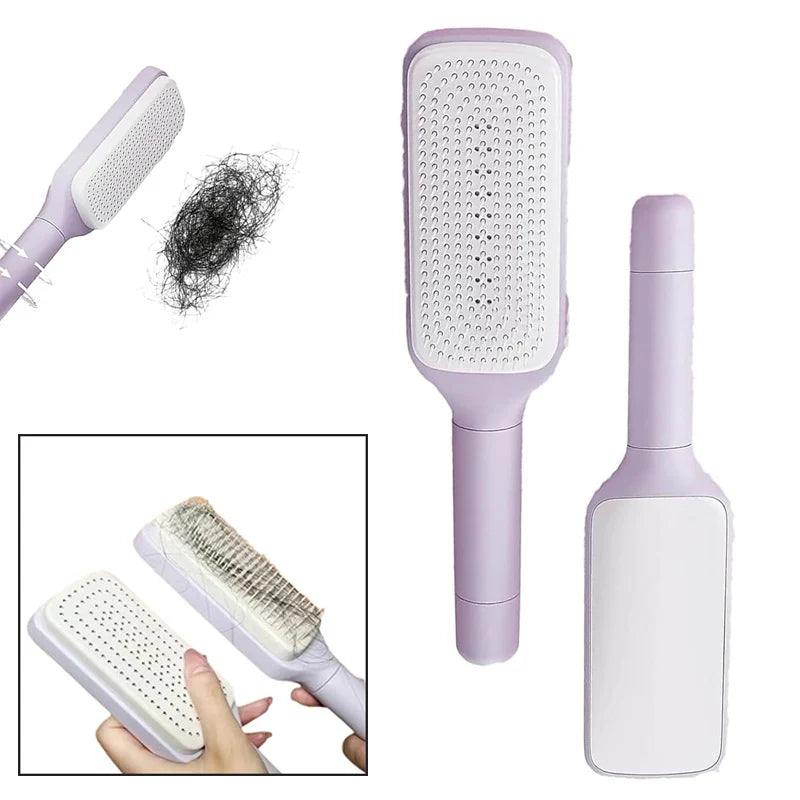 Self-cleaning hairbrush
