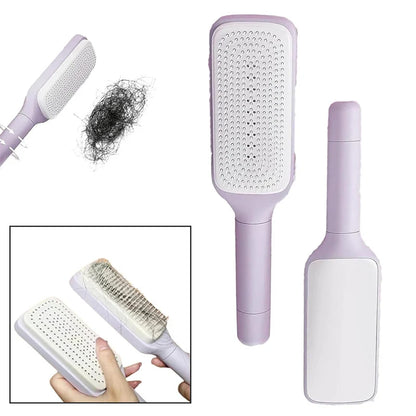 Self-cleaning hairbrush