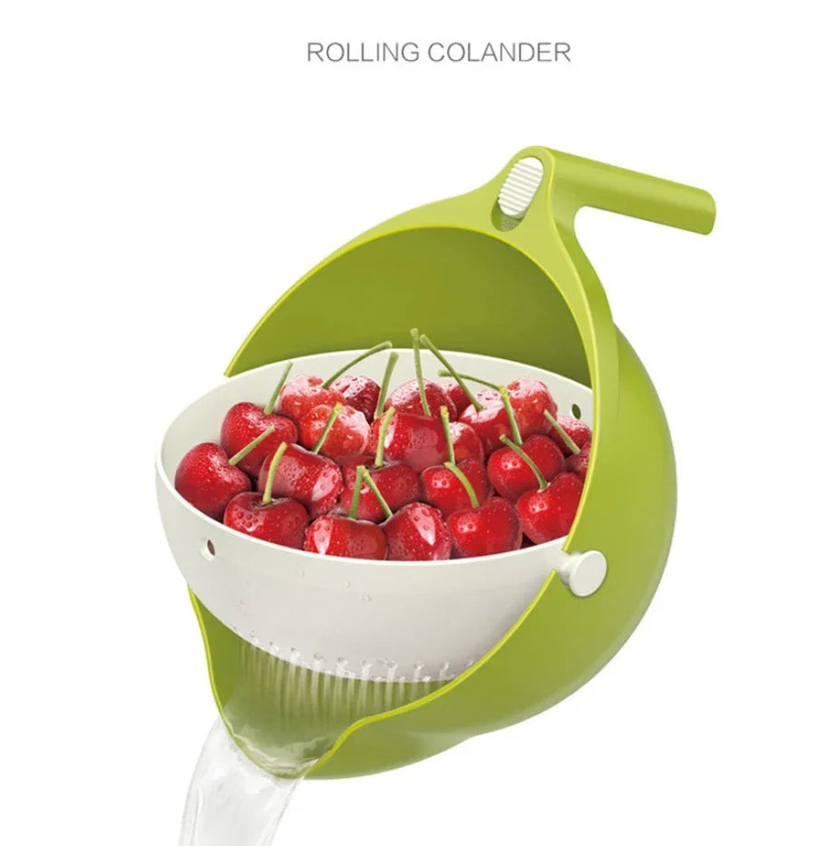Double Drain Basket Bowl Rice Washing Kitchen Sink Strainer Noodles Vegetables Fruit Kitchen Gadget Colander Coladores De Cocina