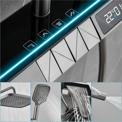 Wall Mounted Digital Display Ambient Light Button Four-Position Shower Set Thermostatic Shower System Bathroom Luxury Shower Set