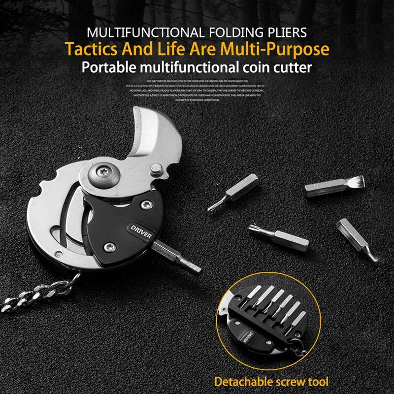 Keychain Screwdriver Multifunctional Hexagon Coin Outdoor EDC Tool Hexagon Folding Coin Knife Pocket Fold Mini coltello Gear Pee
