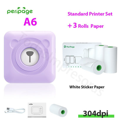 New Arrival 304dpi Mini Pocket Printer Peripage A6 Thermal Photo Printer Color Green Purple Mobile Phone Android IOS Regalo Gift