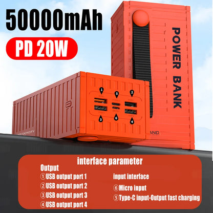 66W Power Bank 50000mAh Container Super Fast Charging Portable Powerbank for Huawei iPhone14 Xiaomi External Battery Charger New