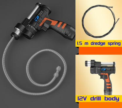 12V Sewer Dredger Electric Pipe Dredger House Hold Toilet Floor Drain Pipe Blockage Cleaning Tool Spring 1.5m/3m/4.5m/7.5m