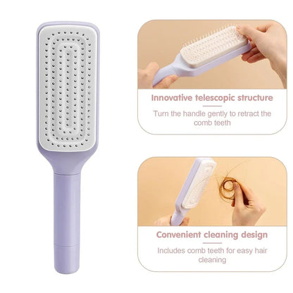 Self-cleaning hairbrush