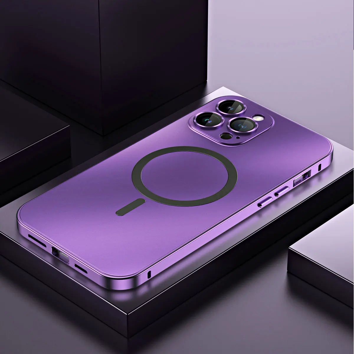 Fashion Aluminum Metal Magnetic Case For iPhone16 17 Pro Max 15Pro 14 13 12 Magsafe Wireless Charging Glass Lens Backboard Cover
