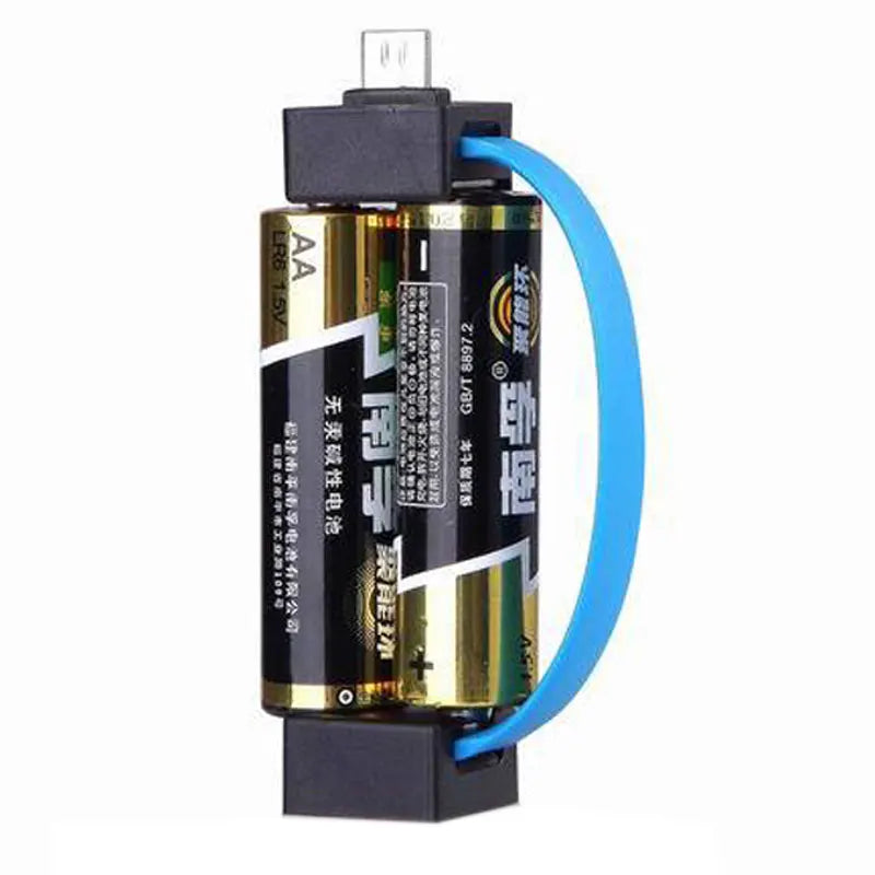 Universal Phone Emergency Charger Powered By 2pcs Normal AA Batteries Mini Portable Phone Power Bank With Micro USB/ Type-C Plug