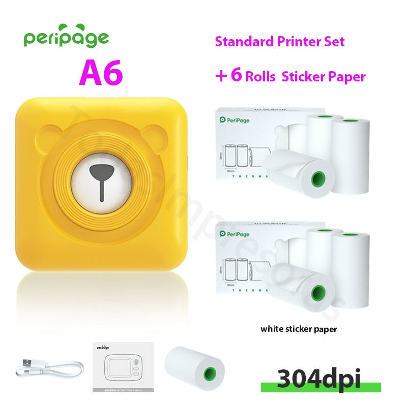 New Arrival 304dpi Mini Pocket Printer Peripage A6 Thermal Photo Printer Color Green Purple Mobile Phone Android IOS Regalo Gift